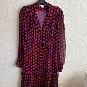 Diane Von Furstenberg Red and Pink Polka Dot Dress